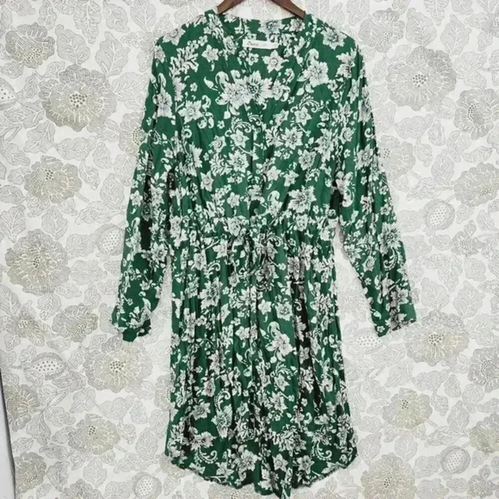 Sunny‎ Girl Size 1X High low Button up Long sleeve Floral Midi Sundress 1 9542